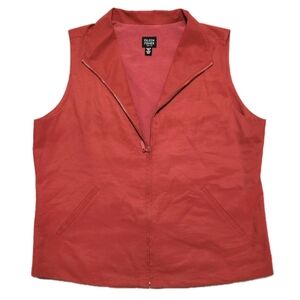 Eileen Fisher Coral Zip Front Vest Women's Petite Medium Lightweight Athleisure